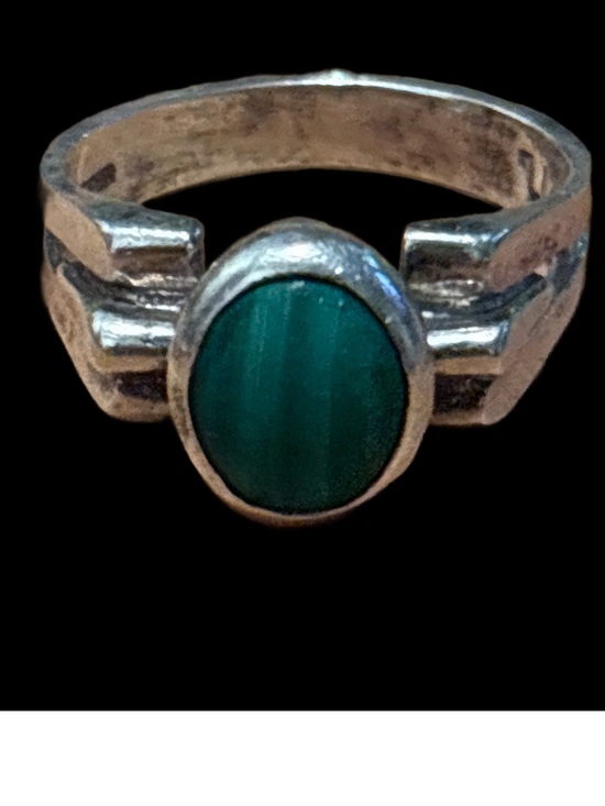 Source Unknown Other - Mid Century Modern Stamped Silver Malachite Ring Size 6